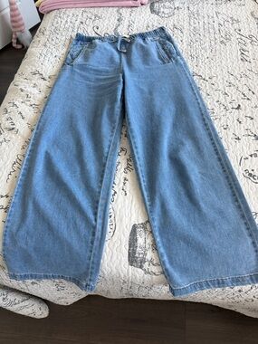 Oat New York Wide Leg Light Blue Women’s Jeans - Casual Pull-On Style